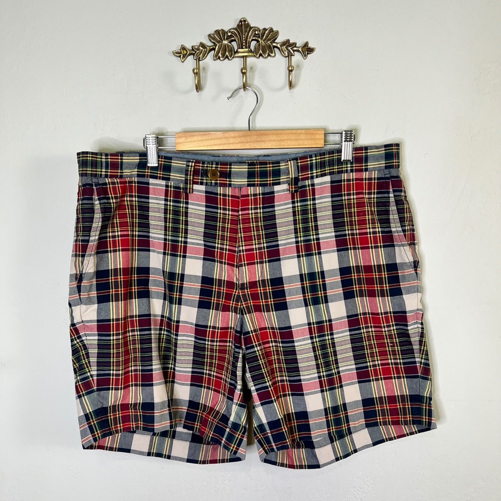 Brooks Brothers Shorts Bermuda Short Mens Size 38 Multi Color Plaid Cotton Prep